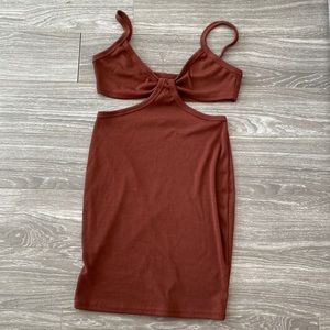 Brown cutout mini dress